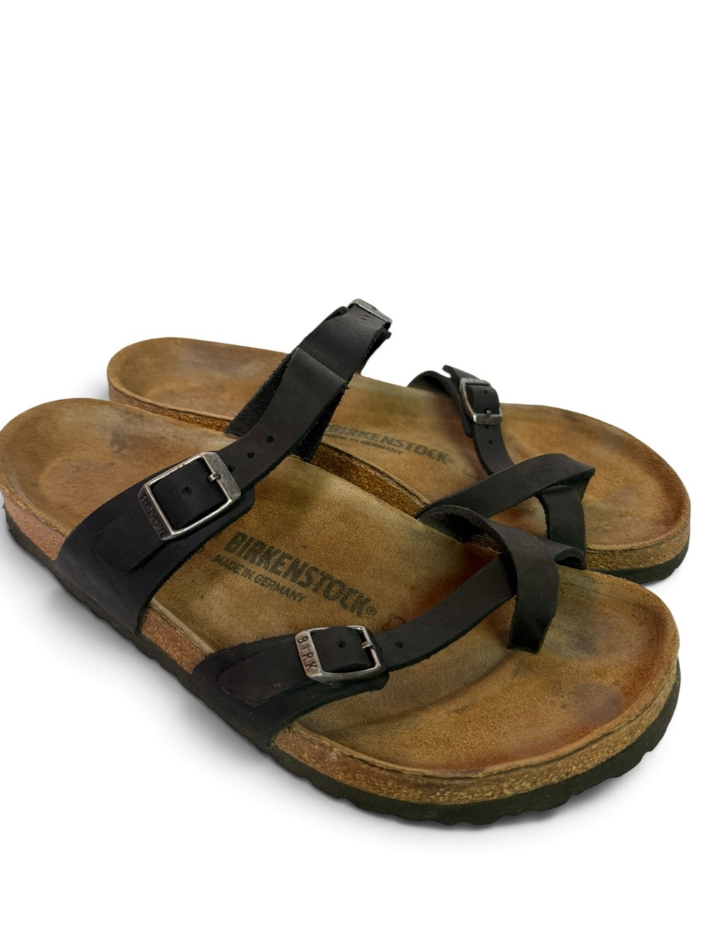 Birkenstock Mayari Black Leather Toe Loop Sandals Size 40 IS 9-9.5